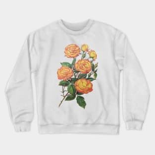 Vintage Rose Floral Flower Illustration Yellow Crewneck Sweatshirt